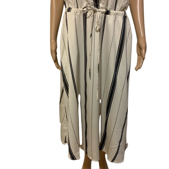 Ann Taylor Ivory Navy Sleeveless Midi Dress Size Large - Picture 4 of 5